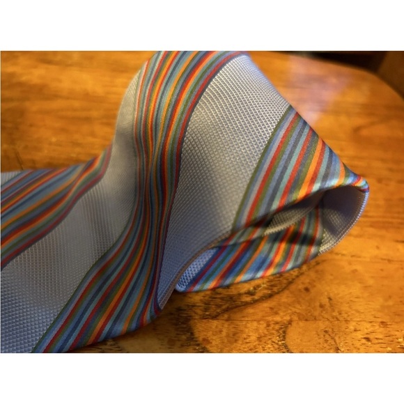 Tommy Hilfiger Denim Blue Multicolor Striped Men's Tie EUC!! - Picture 5 of 8